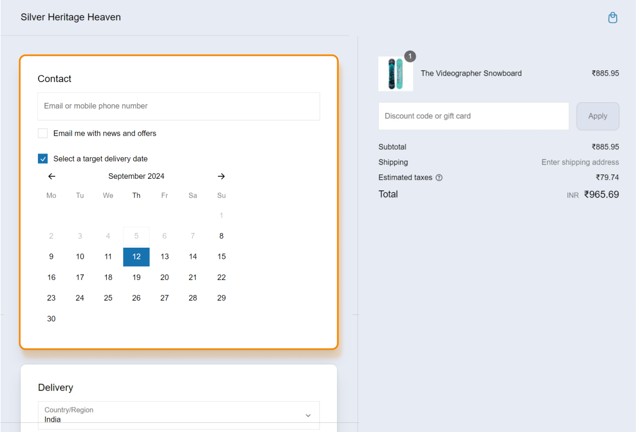 Shipping and delivary date